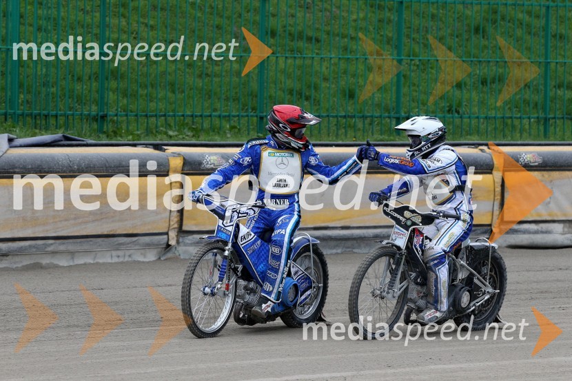 Matej Žagar (AMTK Ljubljana) in Jurica Pavlic (SK Unia, HR)Speedway Državno prvenstvo posameznikov Slovenije in Hrvaške - 1. dirka