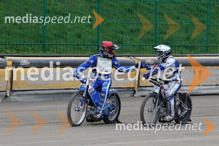 Matej Žagar (AMTK Ljubljana) in Jurica Pavlic (SK Unia, HR)Speedway Državno prvenstvo posameznikov Slovenije in Hrvaške - 1. dirka