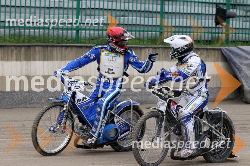 Matej Žagar (AMTK Ljubljana) in Jurica Pavlic (SK Unia, HR)Speedway Državno prvenstvo posameznikov Slovenije in Hrvaške - 1. dirka