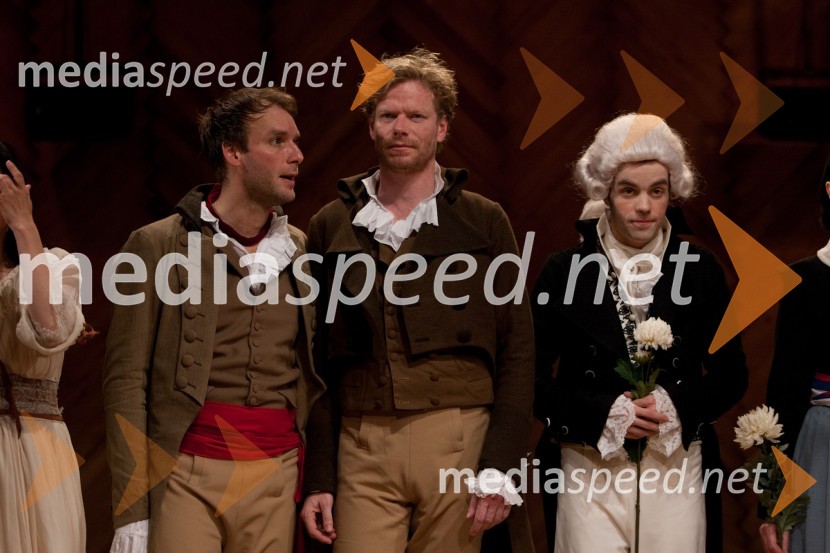 Boris Kos, igralec, Matija Vastl, igralec, Blaž Šef, igralecPremiera predstave Dantonova smrt, Slovensko mladinsko gledališče