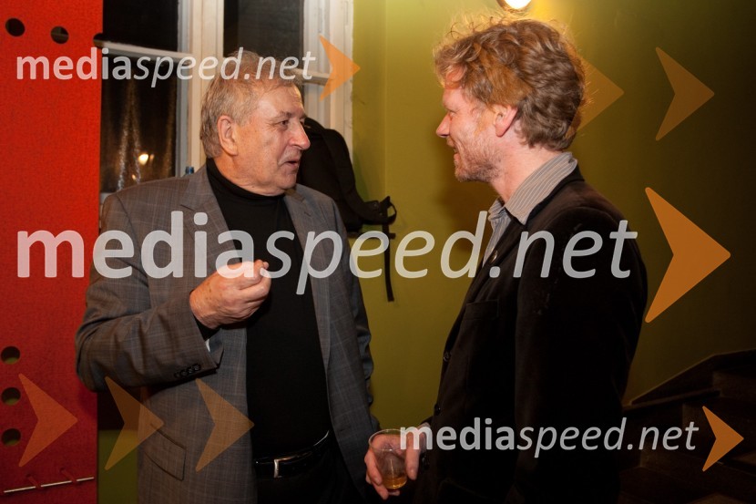 Petar Jovič, nekdanji direktor SMG in Matija Vastl, igralecPremiera predstave Dantonova smrt, Slovensko mladinsko gledališče