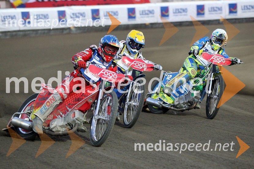 Andreas Jonsson (Švedska), Nicki Pedersen (Danska), Antonio Lindback (Švedska)Speedway Grand Prix 2012, VN Evrope - dirka