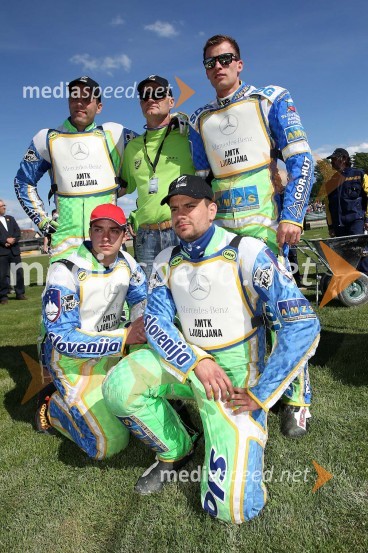 Maks Gregorič (AMTK Ljubljana), Franci Kalin, AMTK Ljubljana, trener in selektor slovenske reprezentance, Matej Žagar (AMTK Ljubljana), Matic Ivačič (AMD Krško), Matic Voldrih (AMTK Ljubljana)Speedway World Cup 2012, kvalifikacije, 2. dirka