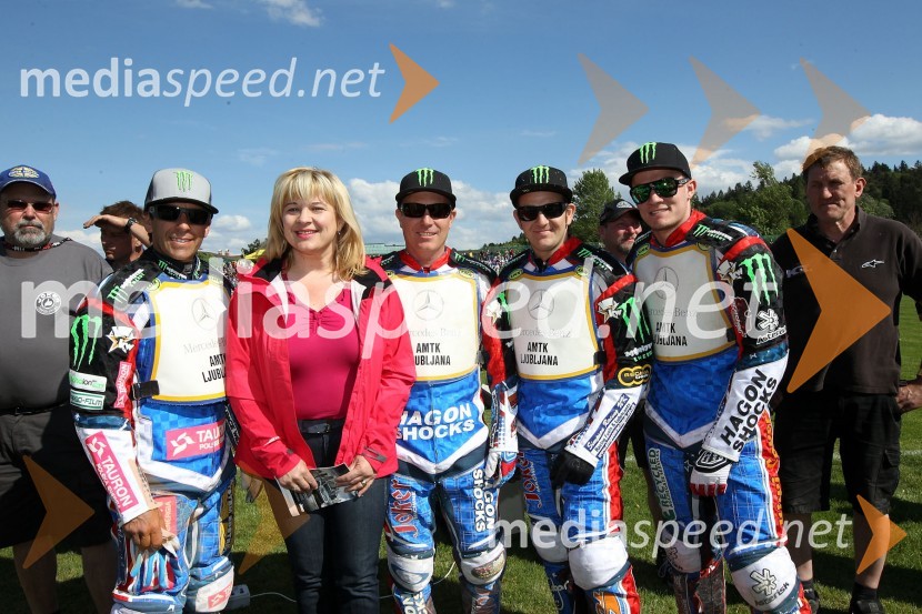 Richard Child, selektor reprezentance ZDA, Greg Hancock (ZDA), Renata Brunskole, podpredsednica DZ, Billy Hamill (ZDA), Ryan Fisher (ZDA), Ricky Wells (ZDA)Speedway World Cup 2012, kvalifikacije, 2. dirka
