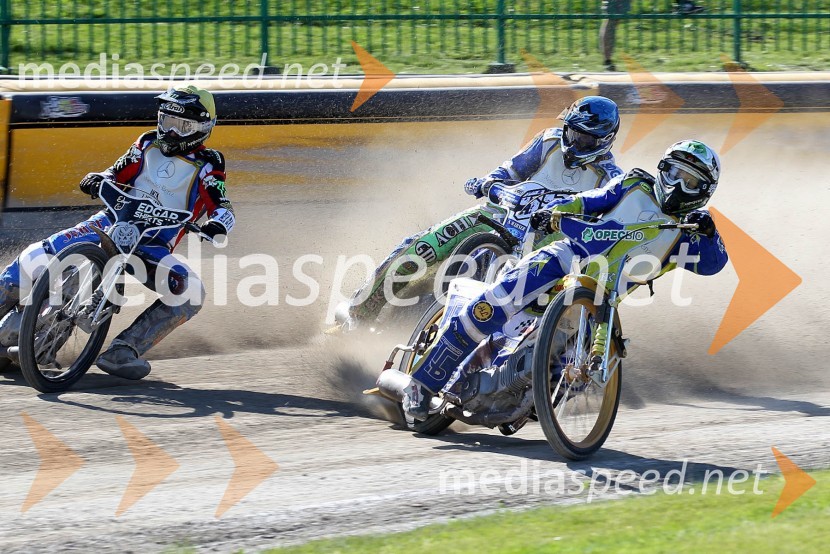 Ryan Fisher (ZDA) Matej Žagar (AMTK Ljubljana), Andriy Karpov (UKR)Speedway World Cup 2012, kvalifikacije, 2. dirka