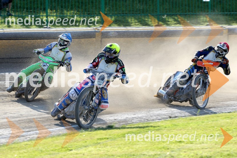 Maks Gregorič, (AMTK Ljubljana), Greg Hancock (ZDA),  Mattia Carpanese (ITA)Speedway World Cup 2012, kvalifikacije, 2. dirka