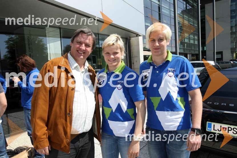 Dare Rupar, športni novinar na Radiu Slovenija, Urška Žolnir, judoistka, Ana Velenšek, judoistkaNovinarski klub z OKS in Porsche Slovenija