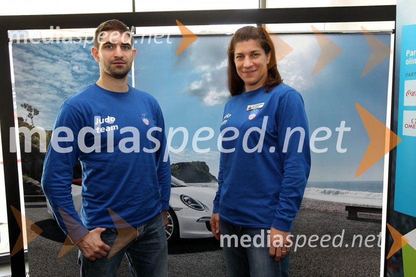 Grega Brod, trener Raše Sraka in Raša Sraka Vuković, slovenska judoistkaNovinarski klub z OKS in Porsche Slovenija