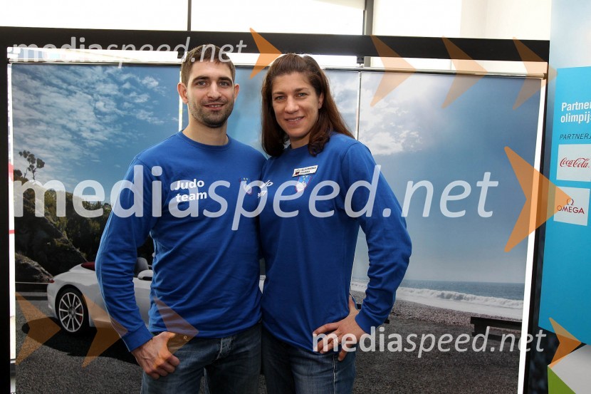 Grega Brod, trener Raše Sraka in Raša Sraka Vuković, slovenska judoistkaNovinarski klub z OKS in Porsche Slovenija