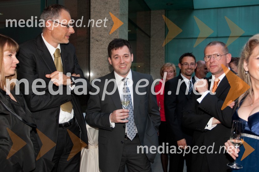 Iztok Seljak, Hidria d.d., Andrej Koletič, prokurist, Mint IH in Bojan Brank, Abena d.o.o.Majski ples Združenja Manager 2012
