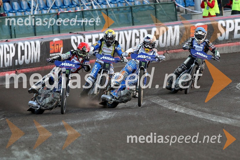 Chris Holder (Avstralija), 	Fredrik Lindgren (Švedska), Emil Sayfutdinov (Rusija) in Josef Franc (Češka)Speedway, Grand Prix 2012, VN Češke, dirka