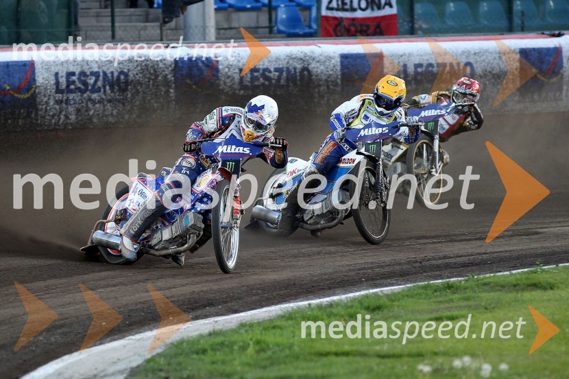 Jason Crump (Avstralija), Nicki Pedersen (Danska) in Hans Andersen (Danska)Speedway, Grand Prix 2012, VN Češke, dirka