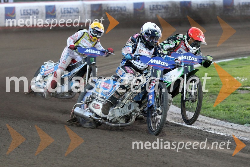 Jaroslaw Hampel (Poljska), Greg Hancock (ZDA) in Peter Ljung (Švedska)Speedway, Grand Prix 2012, VN Češke, dirka