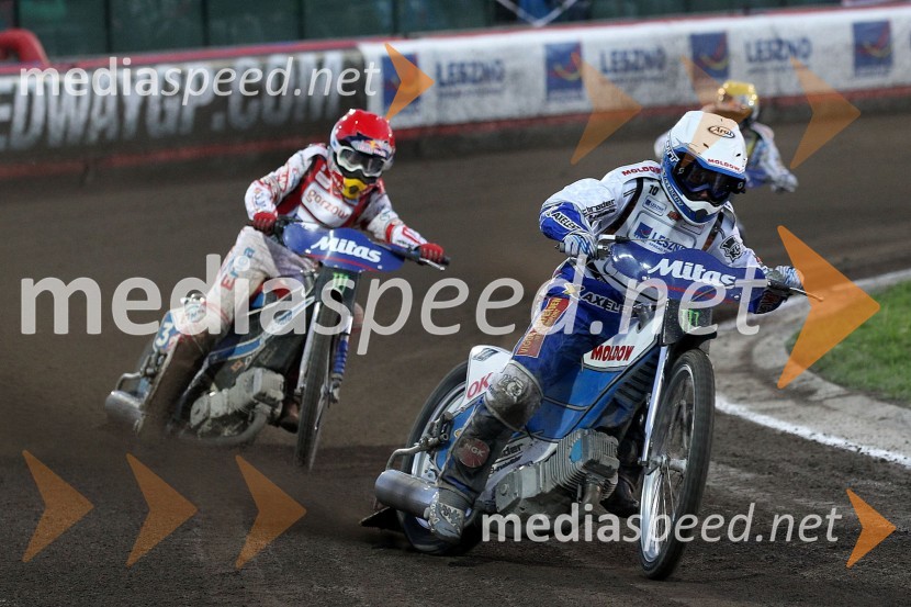 Emil Sayfutdinov (Rusija) in Nicki Pedersen (Danska)Speedway, Grand Prix 2012, VN Češke, dirka