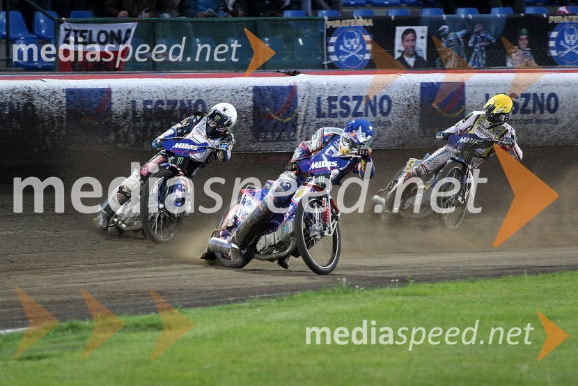Greg Hancock (ZDA), Jason Crump (Avstralija) in Tomasz Gollob (Poljska)Speedway, Grand Prix 2012, VN Češke, dirka