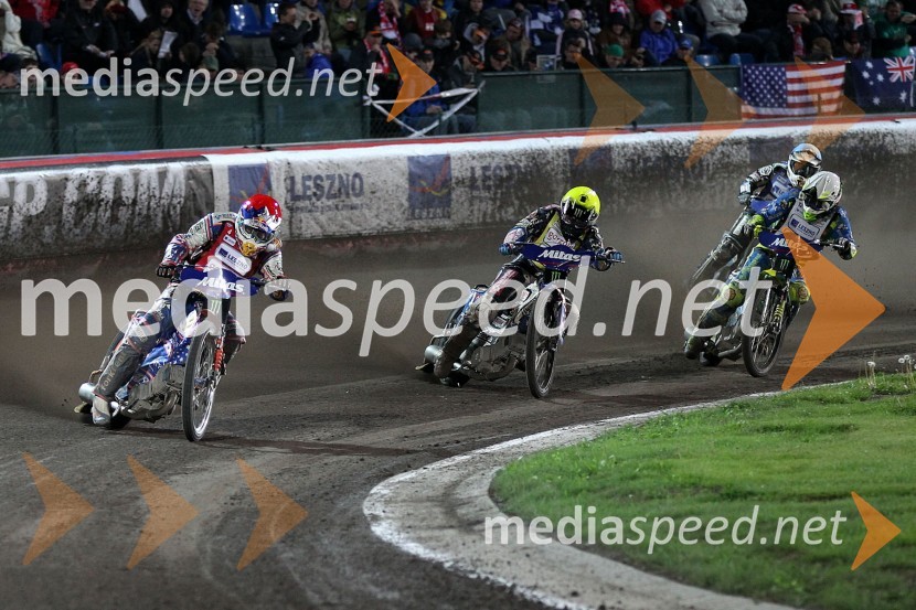 Jason Crump (Avstralija), Greg Hancock (ZDA), Antonio Lindback (Brazilija) in Josef Franc (Češka)Speedway, Grand Prix 2012, VN Češke, dirka