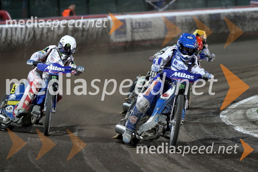 Tomasz Gollob (Poljska) in Nicki Pedersen (Danska)Speedway, Grand Prix 2012, VN Češke, dirka
