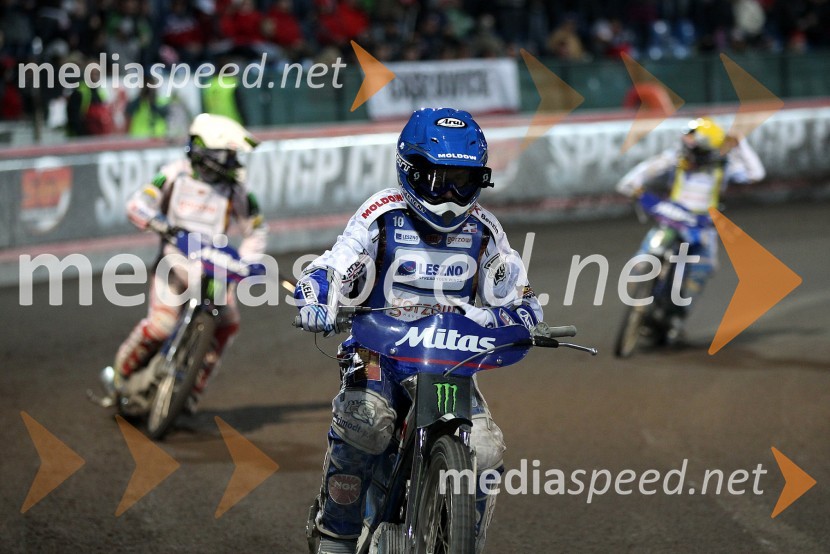 Tomasz Gollob (Poljska), Nicki Pedersen (Danska) in Emil Sayfutdinov (Rusija)Speedway, Grand Prix 2012, VN Češke, dirka