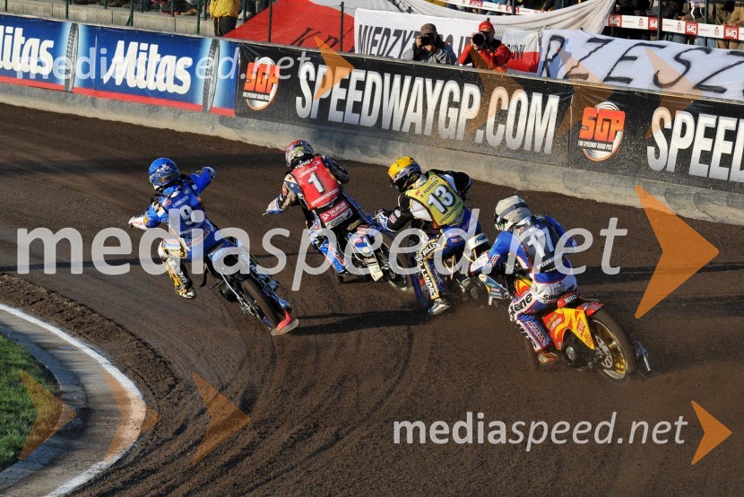 Fredrik Lindgren (Švedska), Greg Hancock (ZDA), Bjarne Pedersen (Danska) in Vaclav Milik (Češka),Speedway, Grand Prix 2012, VN Češke, dirka