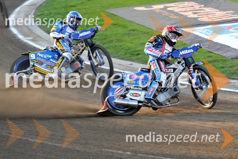 Fredrik Lindgren (Švedska) in Greg Hancock (ZDA)Speedway, Grand Prix 2012, VN Češke, dirka