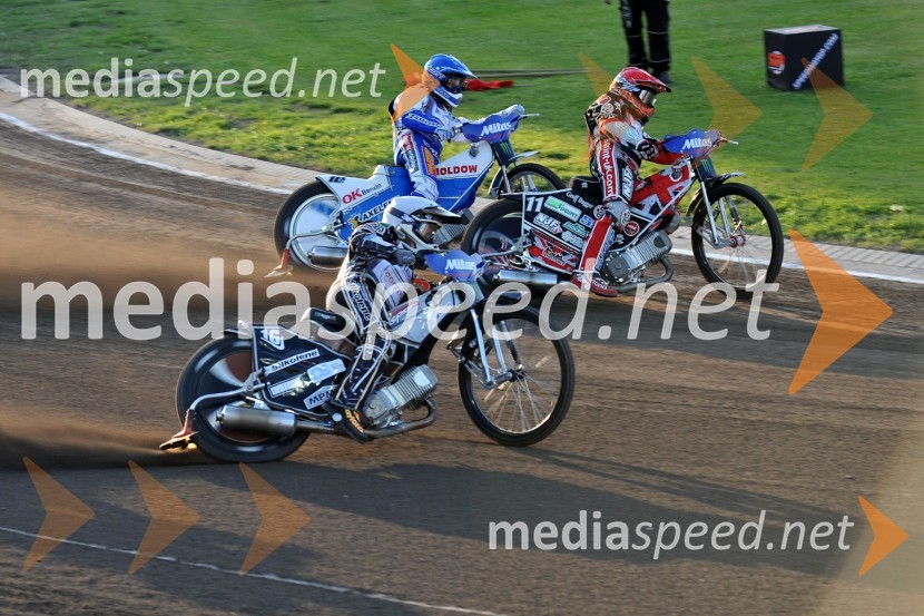 Josef Franc (Češka), Nicki Pedersen (Danska) in Chris Harris (Velika Britanija)Speedway, Grand Prix 2012, VN Češke, dirka