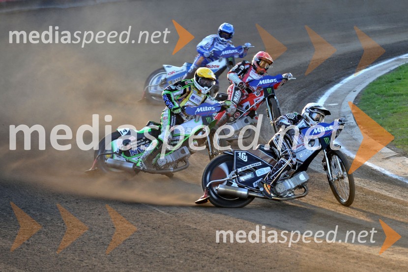 Nicki Pedersen (Danska), Chris Harris (Velika Britanija), Peter Ljung (Švedska) in Josef Franc (Češka)Speedway, Grand Prix 2012, VN Češke, dirka