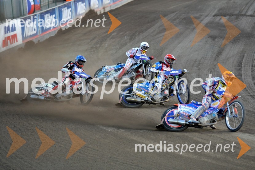 Chris Harris (Velika Britanija), Jaroslaw Hampel (Poljska), Fredrik Lindgren (Švedska) in Jason Crump (Avstralija)Speedway, Grand Prix 2012, VN Češke, dirka
