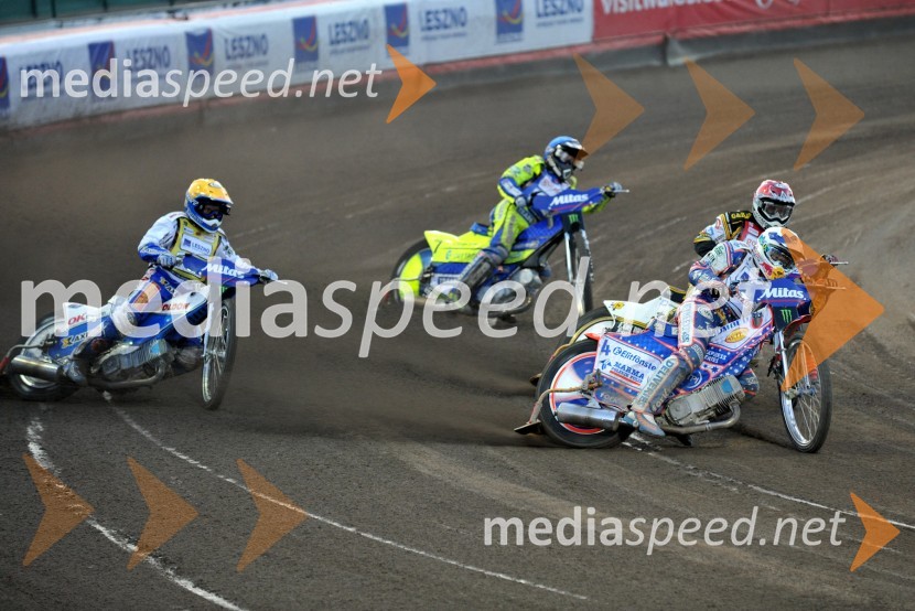 Nicki Pedersen (Danska), Kenneth Bjerre (Danska), Hans Andersen (Danska) in Jason Crump (Avstralija)Speedway, Grand Prix 2012, VN Češke, dirka