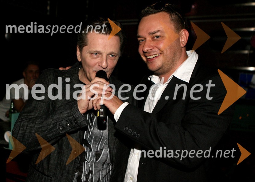 Daniel Popovič, pevec in Sašo Papp, jutranji moderator Radia CenterRadio Center zabava 20 let v 20ih dneh