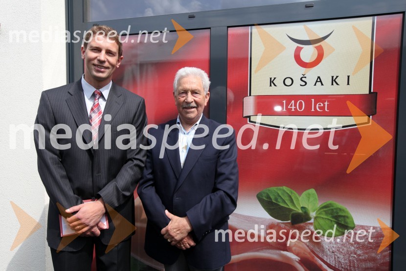 Jure Bojnec, predsednik uprave Košaki TMI, Marjan Vozič, bivši direktor Košaki TMIKošaki, otvoritev novega mesnopredelovalnega centra