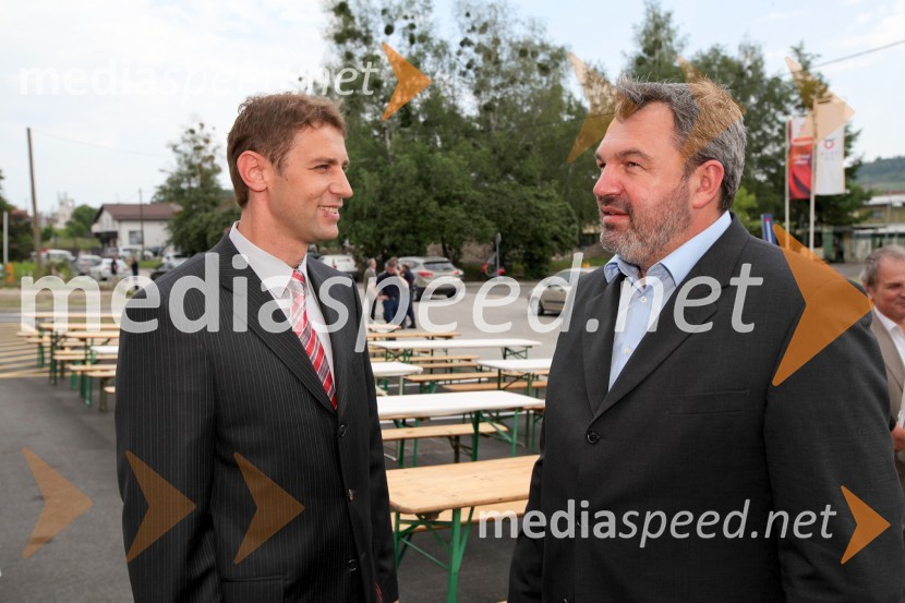 Jure Bojnec, predsednik uprave Košaki TMI, Ibrahim Malanović, islamska skupnost v RSKošaki, otvoritev novega mesnopredelovalnega centra