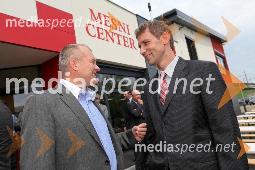 Franc Kangler, župan MOM, Jure Bojnec, predsednik uprave Košaki TMIKošaki, otvoritev novega mesnopredelovalnega centra