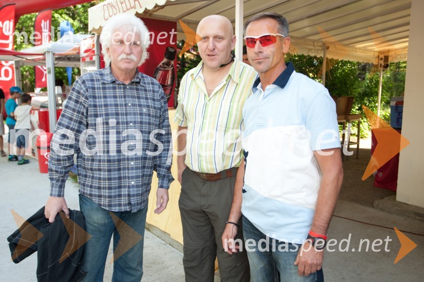 Tomo Jurak, glasbenik, Matjaž Erzar, Gostilna pri Matičku in Damijan Ambrožič, organizator tekaPoslovni tek trojk 2012