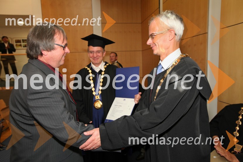 Dr. Samo Lubej, Fakulteta za gradbeništvo UM in prof. dr. Miroslav Premrov, Fakulteta za gradbeništvo UMUniverza v Mariboru, promocija doktorjev znanosti