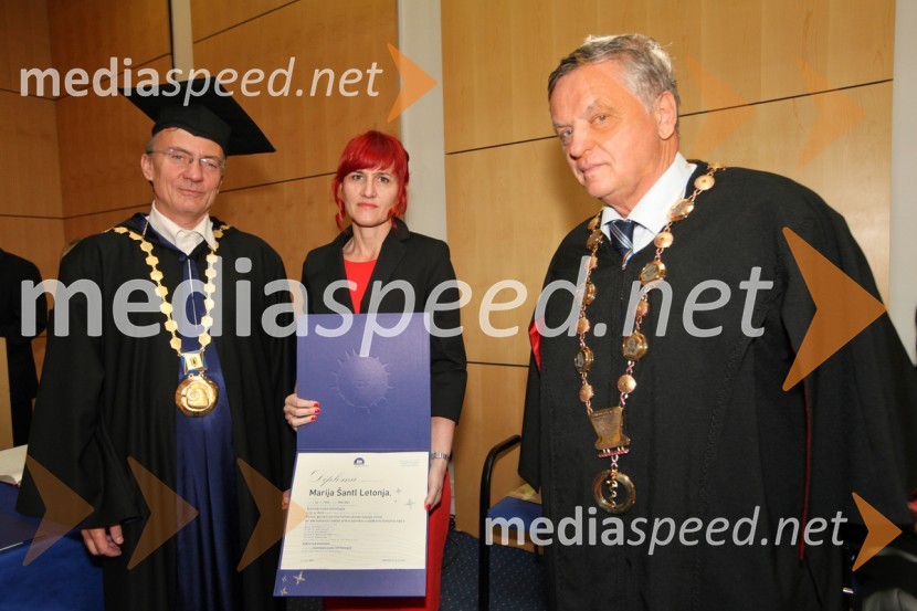 	Prof. dr. Danijel Rebolj, rektor Univerze v Mariboru, dr. Marija Šantl Letonja, Medicinska fakulteta UM in prof. dr. Ivan Krajnc, dekan Medicinske fakultete UMUniverza v Mariboru, promocija doktorjev znanosti