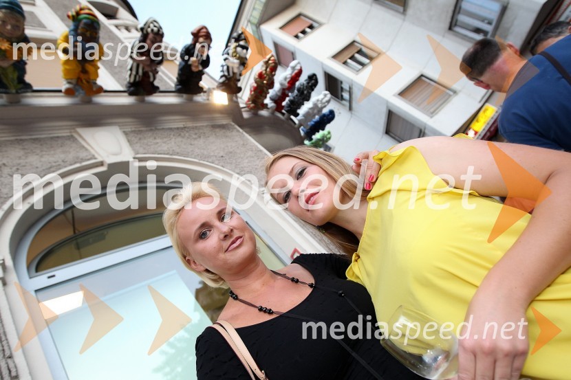 Sanja Snežič Šlajmer in Tajda ŠarkanjVrtni palčki okupirali Maribor, galerija Hest