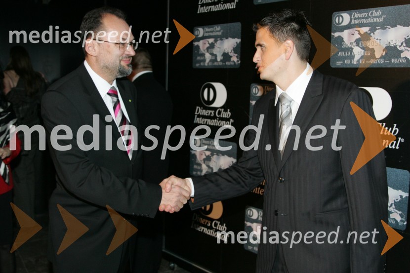 Jelko Kacin, evroposlanec in predsednik LDS in Zoran Gognjavec-Grbič, VIP osebni asistent Diners ClubNaomi Campbell v Sloveniji na zabavi Diners Black Card