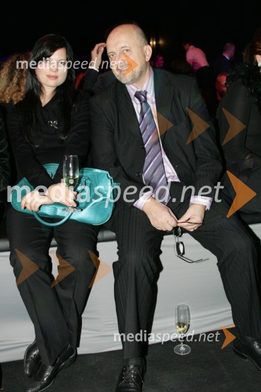 Poslanec in vodja SNS Zmago Jelinčič z ženo MonikoNaomi Campbell v Sloveniji na zabavi Diners Black Card