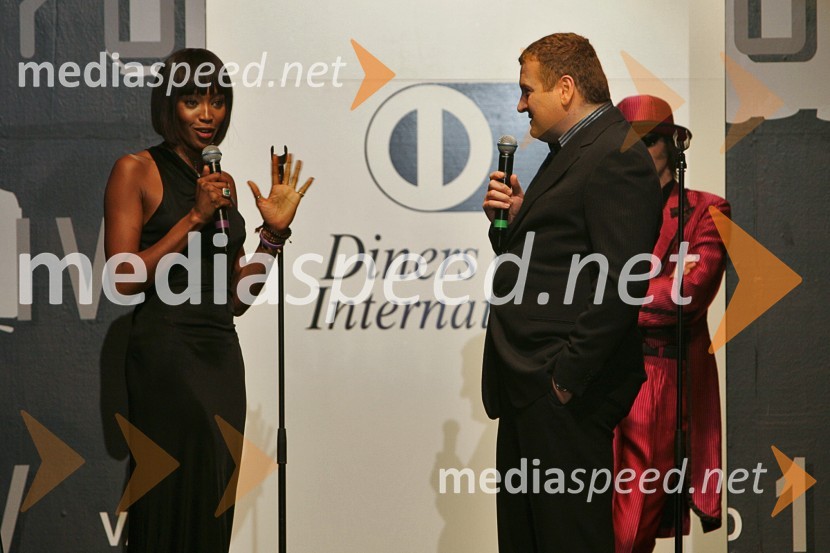 Naomi Campbell in Tomaž F. LovšeNaomi Campbell v Sloveniji na zabavi Diners Black Card