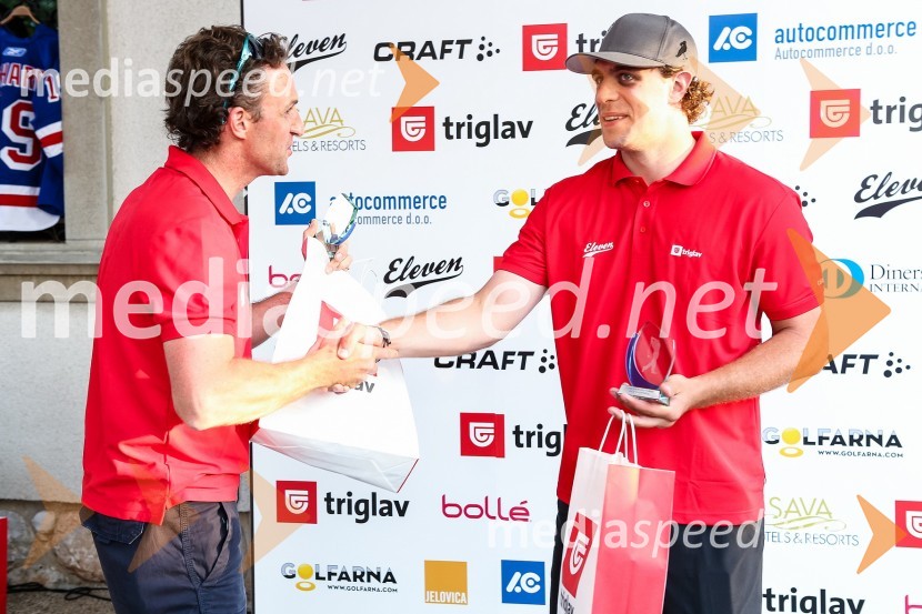 Dejan Košir, deskar na snegu in Anže Kopitar, hokejist2. dobrodelni golf turnir Anžeta Kopitarja