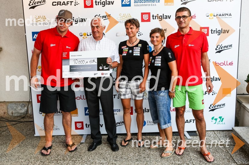 Anže Kopitar, hokejist, Peter Zupan, Športni center Pokljuka, Teja Gregorin, biatlonka, Andreja Mali, biatlonka in Matjaž Rakovec, predsednik uprave Zavarovalnice Triglav2. dobrodelni golf turnir Anžeta Kopitarja