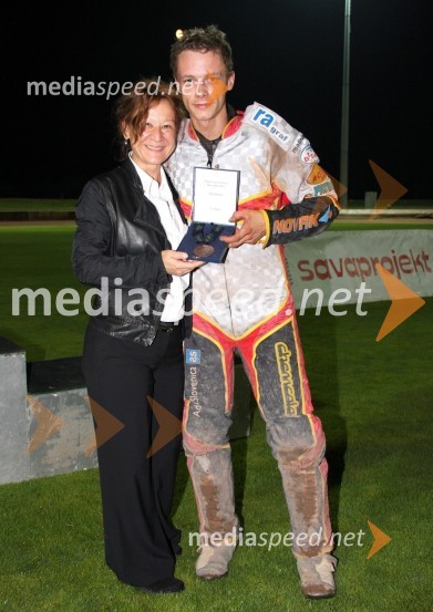 Violeta Freeland, predsednica AMD Krško in Aleksander Čonda (AMD Krško)Speedway, Državno prvenstvo posameznikov