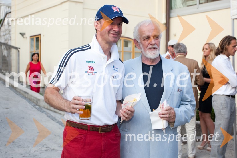 Andrew Page, veleposlanik velike Britanije v Sloveniji in Mitja Meršol, nekdanji urednik DelaSprejem britanskega veleposlanika ob otvoritvi Olimpijskih iger v Londonu