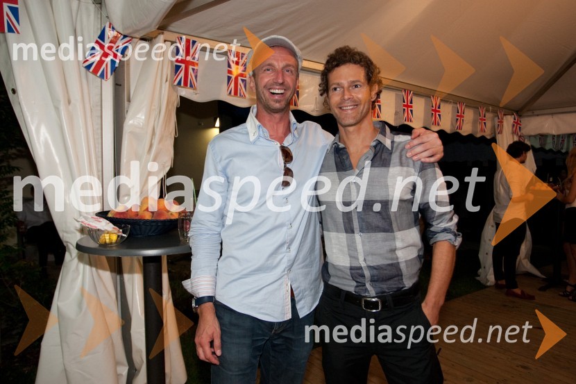 Jani Klemenčič, nekdanji veslač in Alen Kobilica, plavalec, manekenSprejem britanskega veleposlanika ob otvoritvi Olimpijskih iger v Londonu