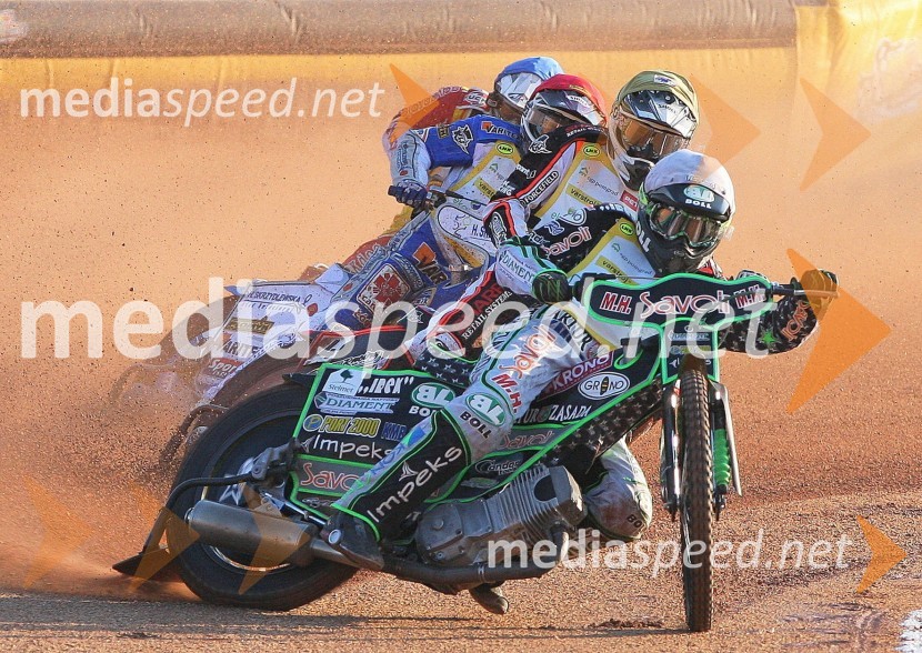 Patryk Dudek (Poljska), Sam Masters (Austalia), Damian Adamczak (Poljska) in Matic Ivačič (Slovenija)Speedway, Janowski zmagovalec finala SP U-21 v Lendavi