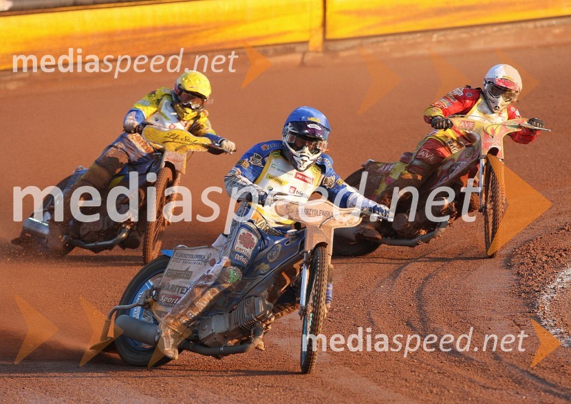 Damian Adamczak (Poljska), Bartosz  Zmarzlil (Poljska) in Vaclav Milik (Češka)Speedway, Janowski zmagovalec finala SP U-21 v Lendavi