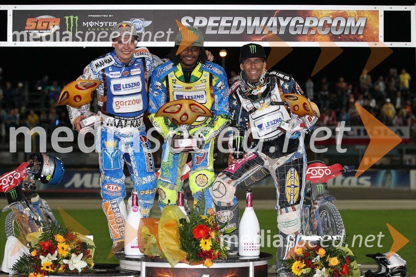 Emil Sayfutdinov (Rusija), Antonio Lindbaeck (Švedska), Greg Hancock (ZDA)Speedway, Grand Prix 2012, VN Italije