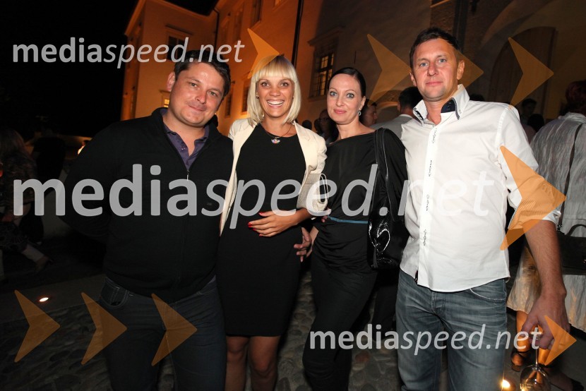 Luka Jezeršek, Hiša kulinarike Jezeršek in Aleksandra Matjašič ter Damir Haas, Hass avtomobili d.o.o. in Iris Kociper Haas, v.d. direktorja JGZ Brdo protokolarne storitve RS3. Salon Traminec 2012