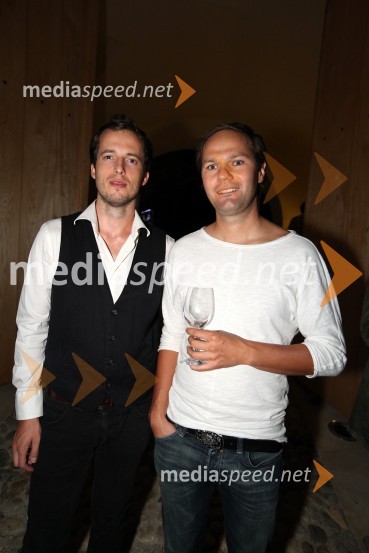 Dominik Bagola, Balladero in Kristjan Magdič, direktor podjetja Frontal3. Salon Traminec 2012