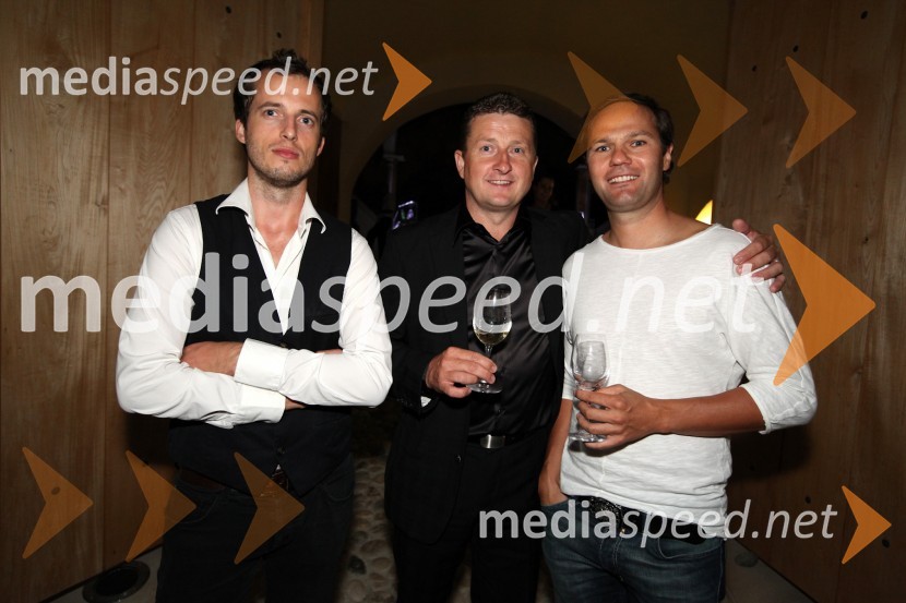 Dominik Bagola, Balladero, Danilo Steyer, Steyer vina in Kristjan Magdič, direktor podjetja Frontal3. Salon Traminec 2012